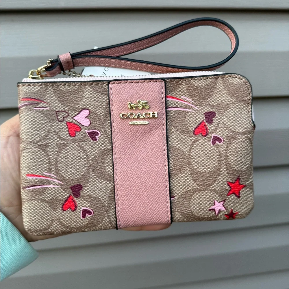 Coach Brown and Pink Wristlet - Picture 1 of 1